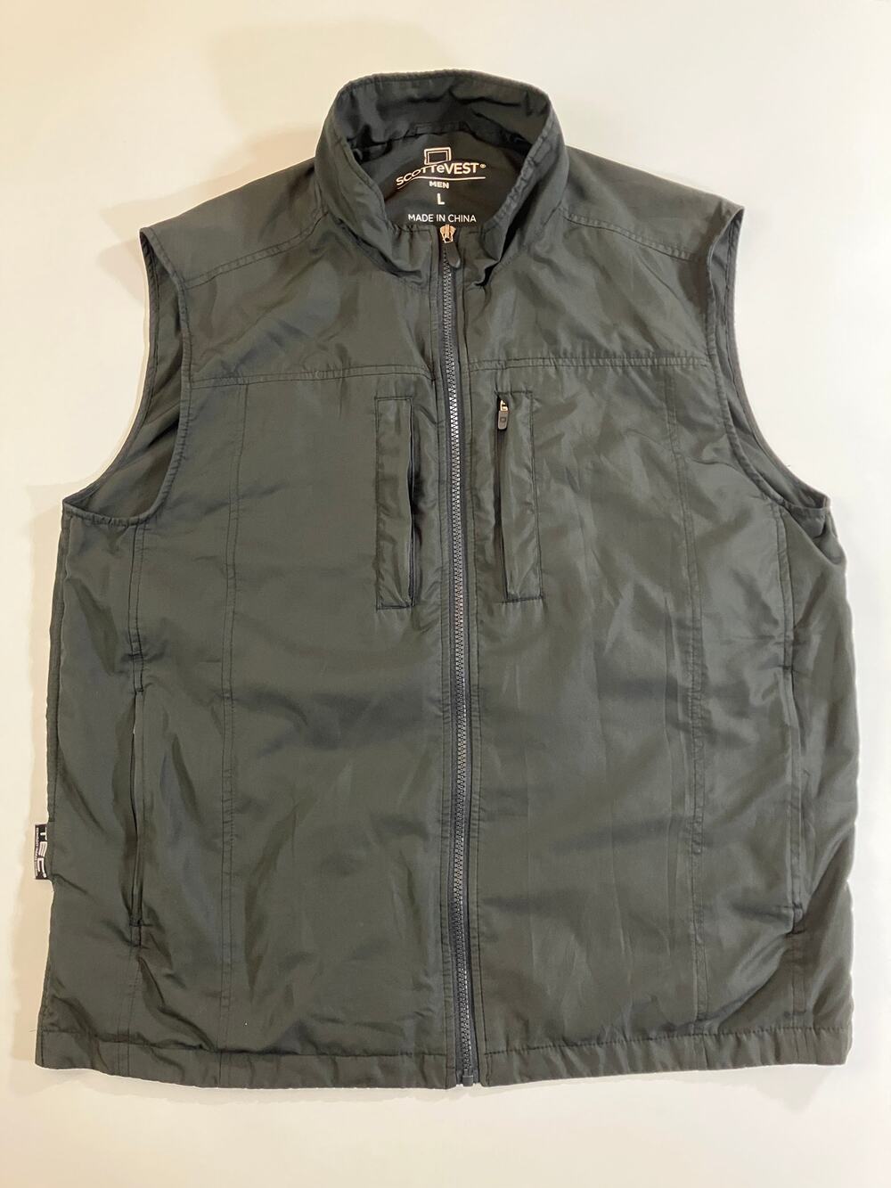 SCOTTeVEST Men L Black TEC Travel Vest Multi Pocket Tech Utility